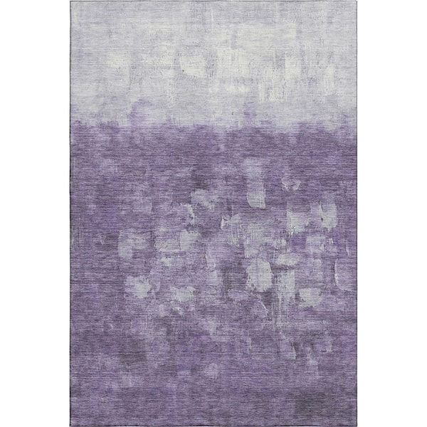 Mayfield Premium Machine Washable Abstract AMF2119 Purple 3 ft. x 4 ft. Area Rug
