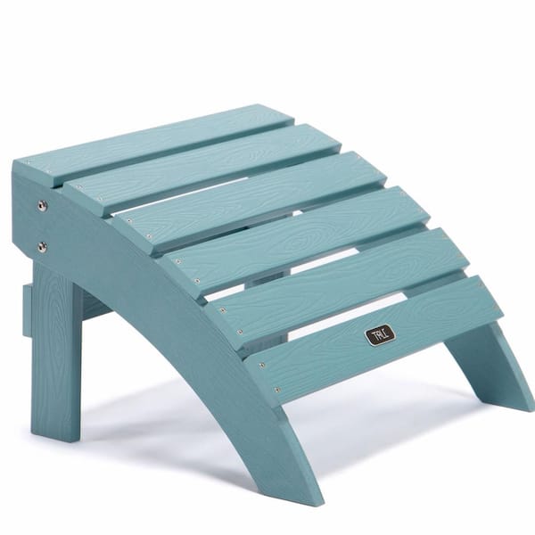 Unbranded Blue All-Weather and Fade-Resistant Plastic Wood Outdoor Adirondack Ottoman Footstool