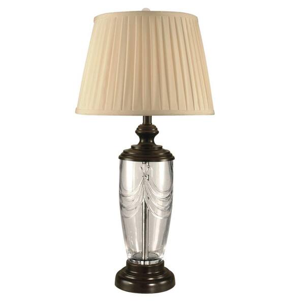 Dale Tiffany 30.5 in. Lillie Oil-Rubbed Bronze Table Lamp with Crystal Shade