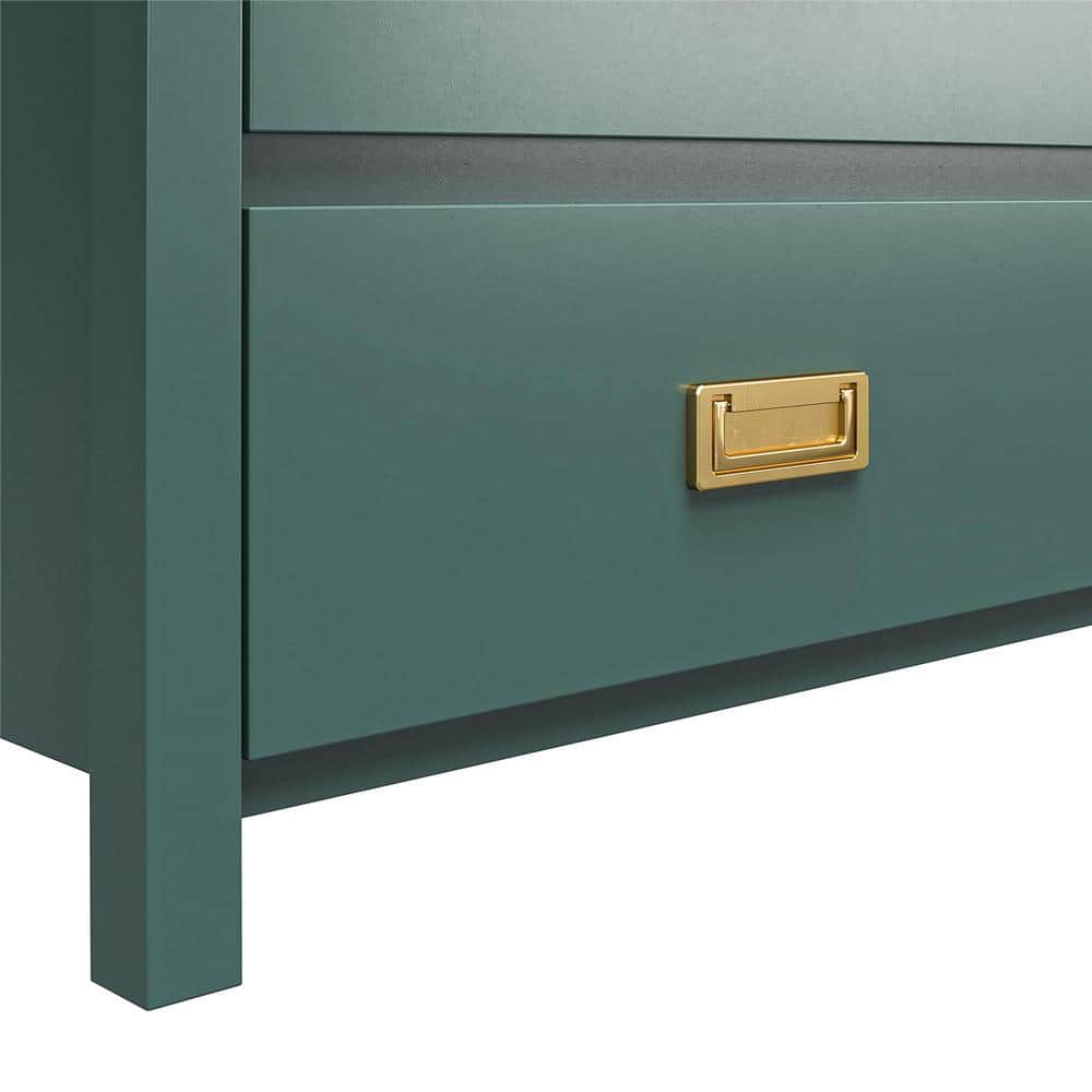 Hunter Green Double Dresser with Gold Drawer Pulls