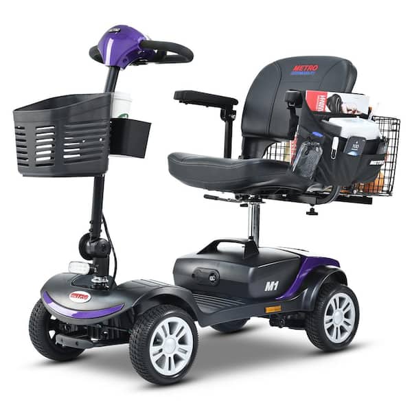 Outdoor 4wheel Compact Electric Scooter with 300 W Motor, Smart Electromagnetic Brake, Suitable for 300 lb Adults,Purple