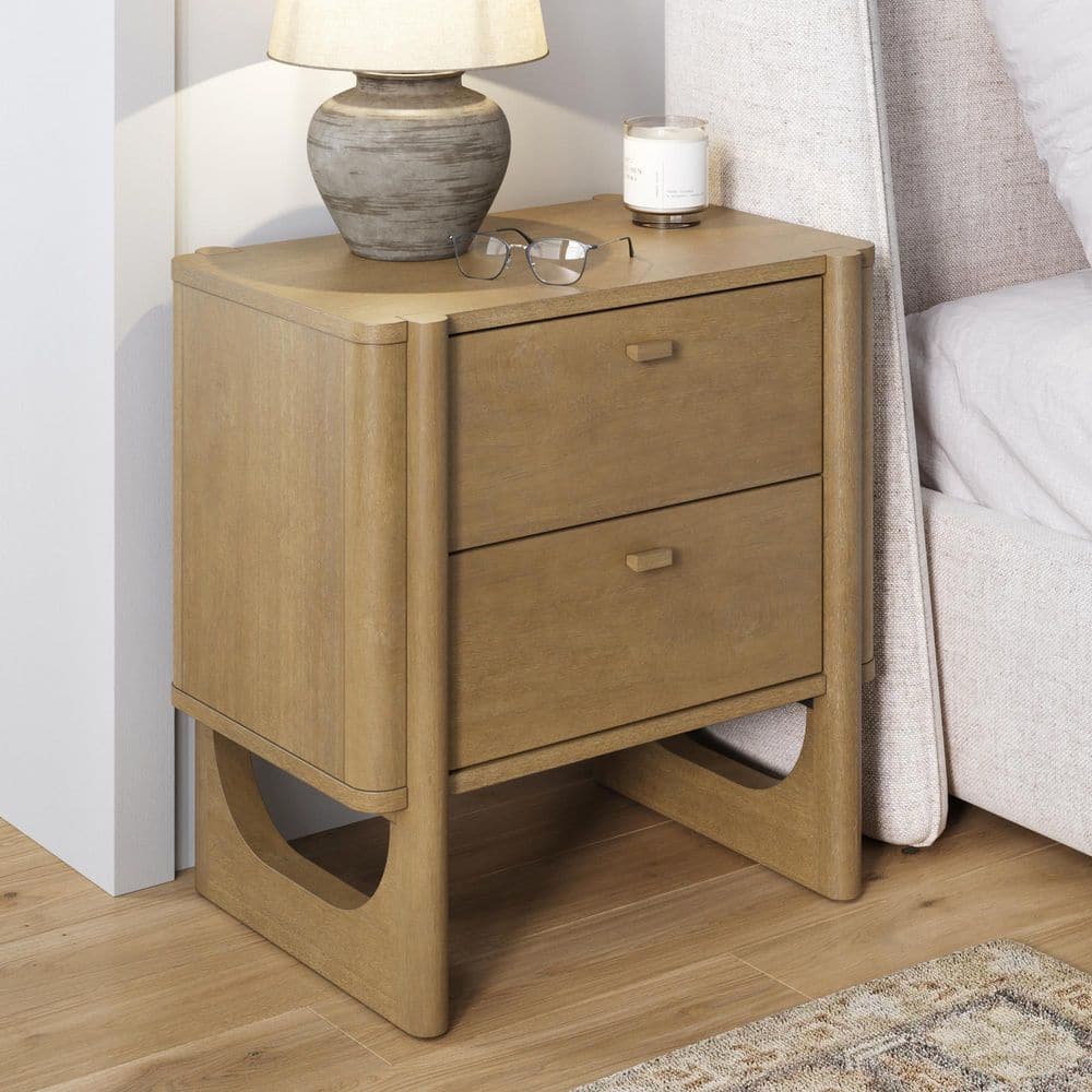 Nathan James Solace Light Brown 2-Drawer Solid Wood Nightstand 32732 ...