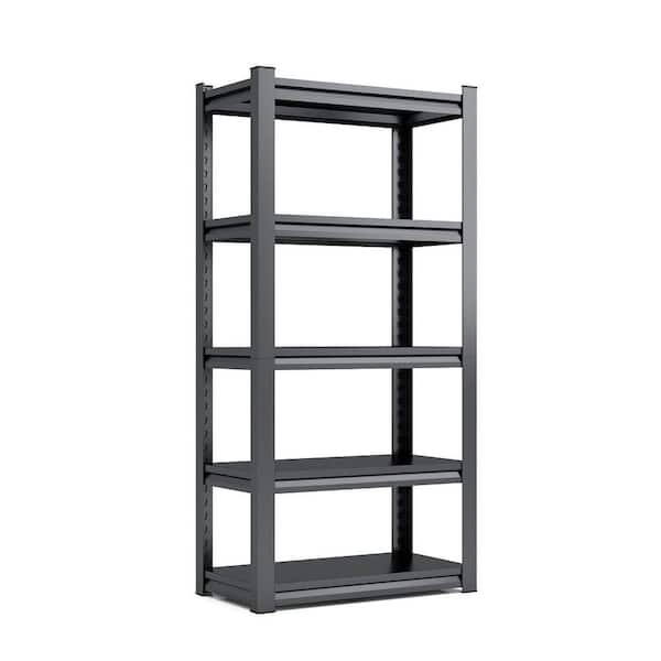 Heavy Duty Metal Shelving Unit Adjustable 5-Tier Pantry Shelves, Kitchen Shelf Garage Storage in Black Plus Gray