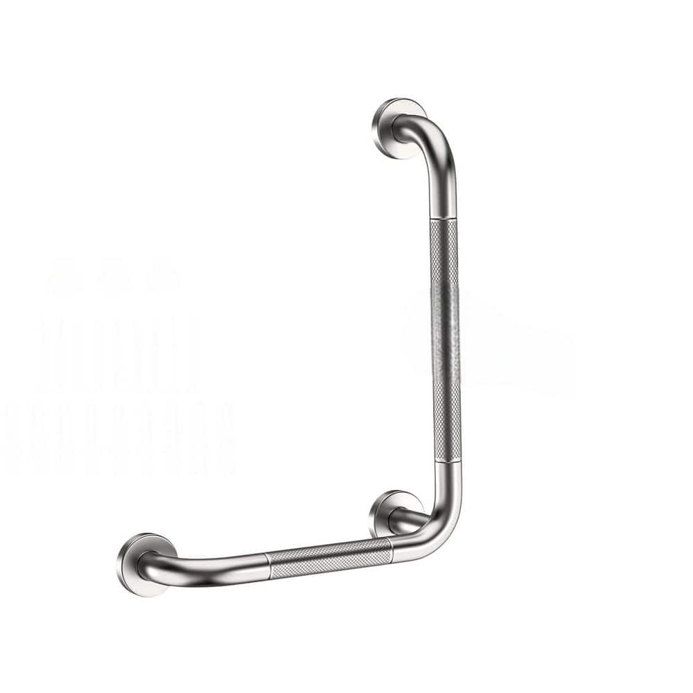 12 x 16 in. Concealed Screw L-Shaped Angled Grab Bar Anti-Slip Knurled Hand