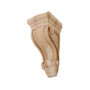 4-3/4 in. x 2-7/8 in. x 2-5/8 in. Unfinished X-Small North American Solid Red Oak Classic Traditional Plain Wood Corbel
