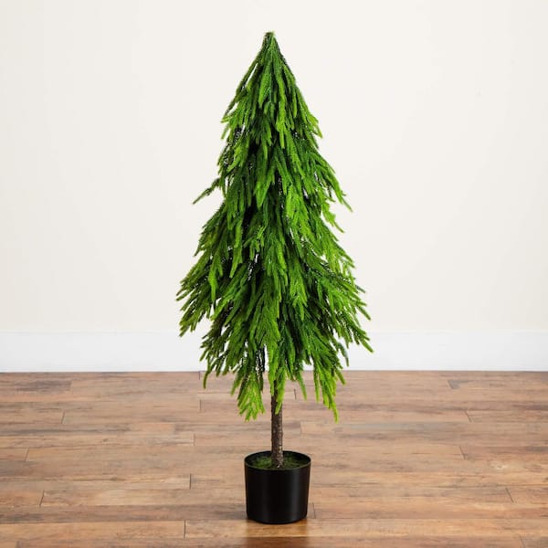 Nearly Natural 4 ft. Artificial Real Touch Down Swept Norfolk Pine