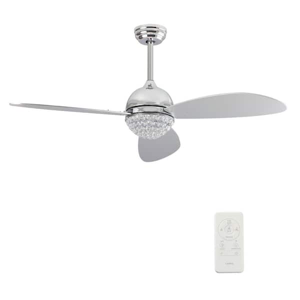 Corvin II 48 in. Integrated LED Indoor Chrome Smart Ceiling Fan with Crystal Light, Remote Works with Alexa/Google Home