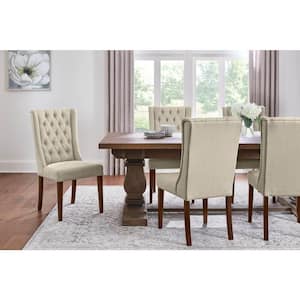 Dorbrook Diamond-Tufted Upholstered Dining Chairs in Oatmeal Beige (Set of 2)