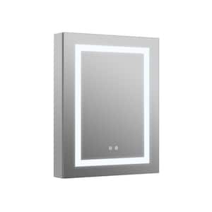 24 in. W x 30 in. H Rectangular Silver Aluminum Recessed/Surface Mount Medicine Cabinet with Mirror and Dimmable
