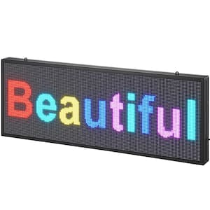 Programmable LED Sign P10 Full Color LED Scrolling Panel 39 in. x 13.8 in. DIY Custom Pattern Display Board in Black