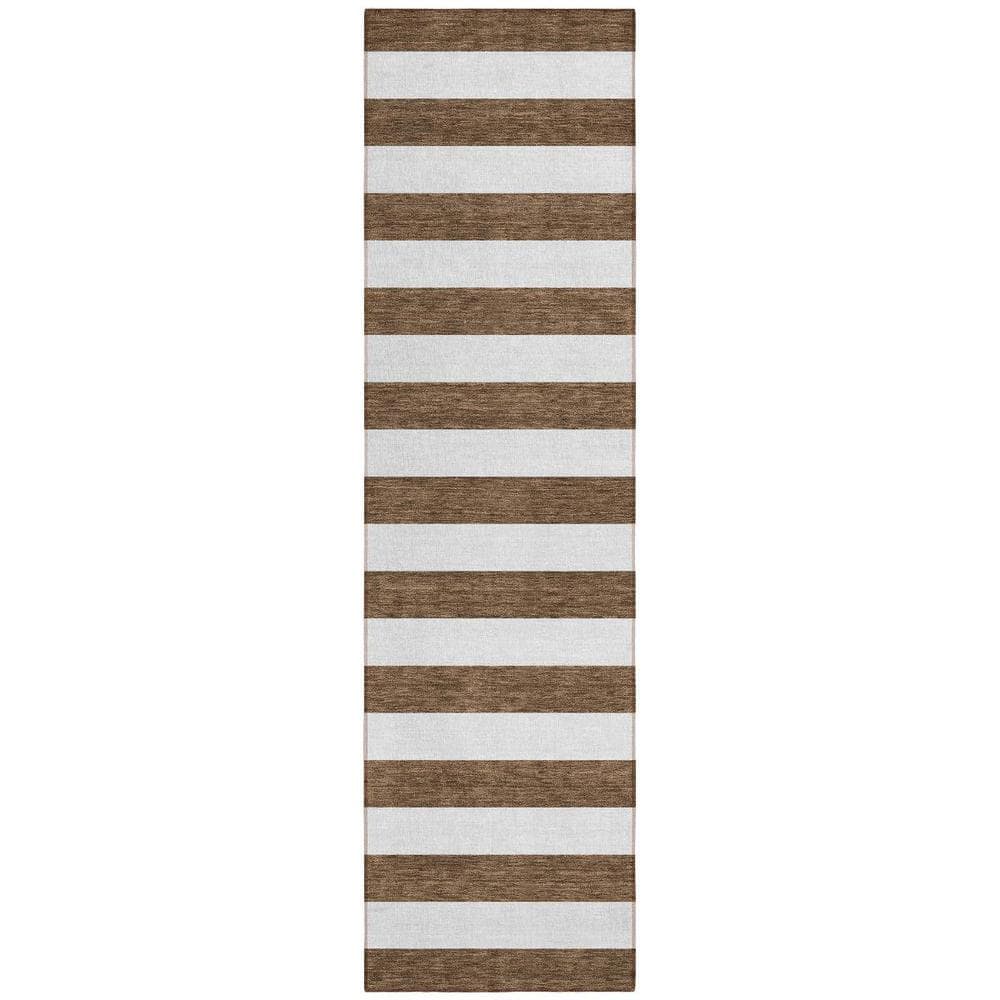 Chocolate 2 ft. x 8 ft. Woven Striped Polyester Runner Indoor/Outdoor Area Rug price history on PriceWatchPro