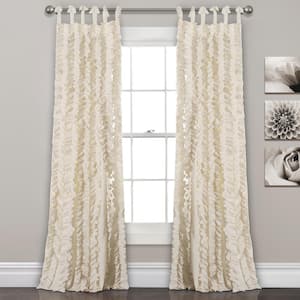 Ivory Solid Tie Top Room Darkening Curtain - 40 in. W x 84 in. L (Set of 2)