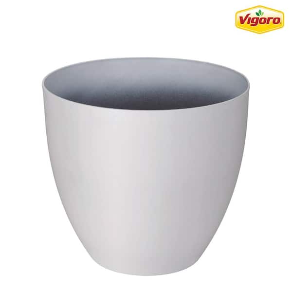 Vigoro 16 in. Cersei Large Bright White Resin Planter (16 in. D x 14.4 in. H)