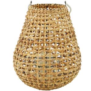 Brown Metal Handmade Candle Lantern with Glass Holder and Handle