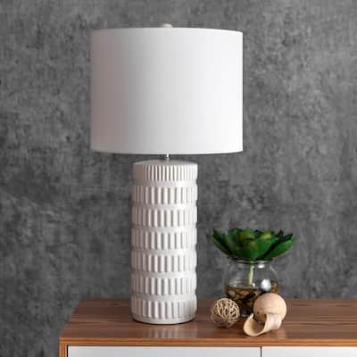 Franklin 25 in. White Contemporary Table Lamp with Shade