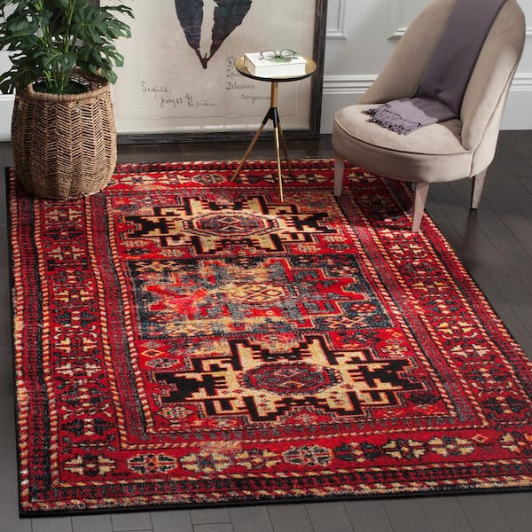 Vintage Hamadan Red/Multi 8 ft. x 10 ft. Medallion Border Area Rug