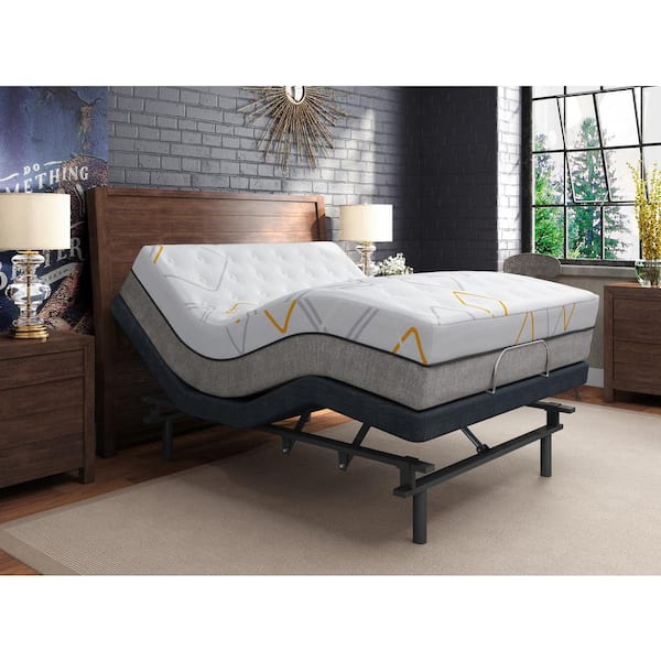 Omne Sleep Os3 Black Grey King, California King Adjustable Bed Frame With Massage Chair