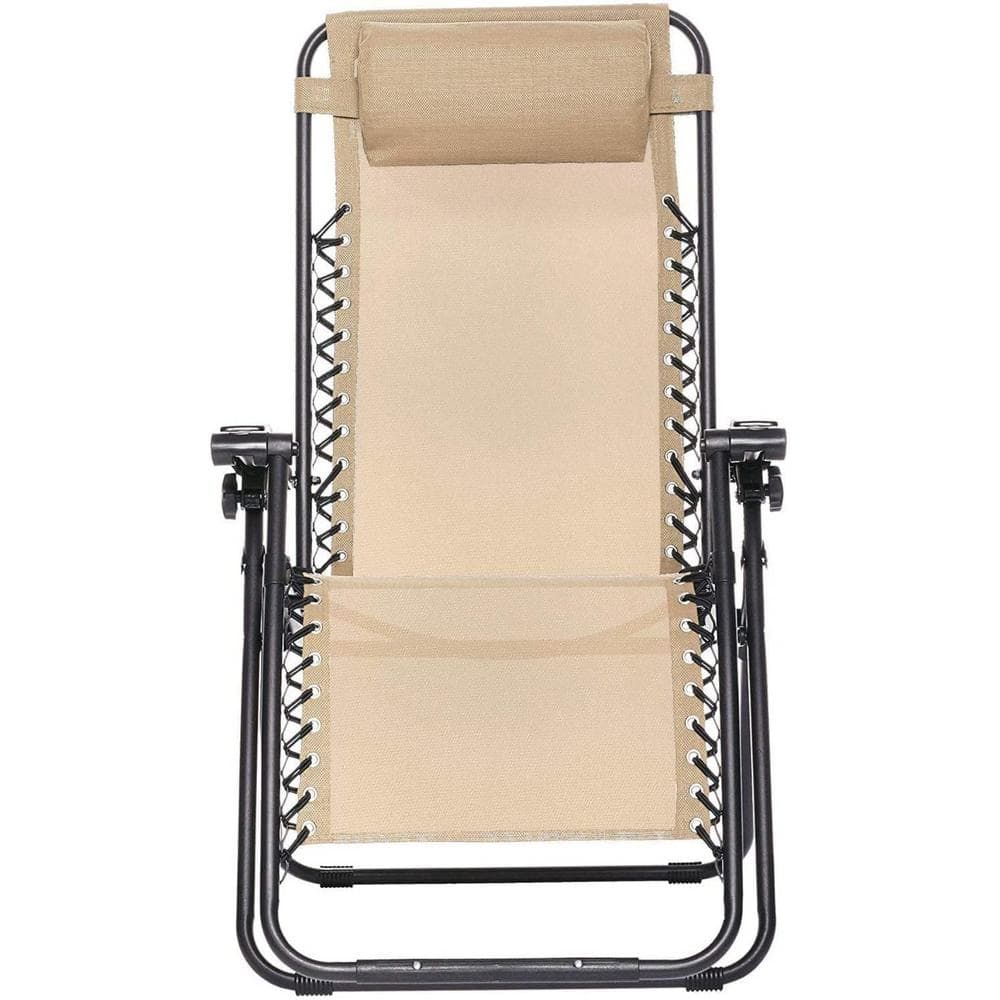 Outdoor Adjustable Zero Gravity Folding Reclining Lounge Chair with Pillow