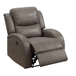 Brown Leather Power Recliner with USB Port