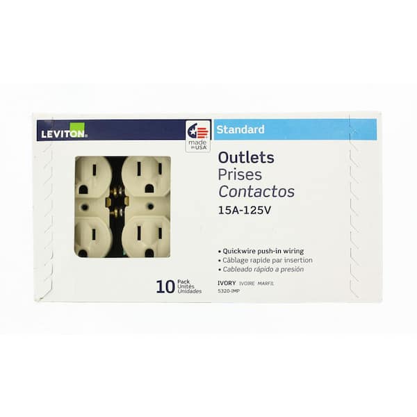 15 Amp 125 V Duplex Outlet/Receptacle, Ivory (10-Pack) 5320-IMP