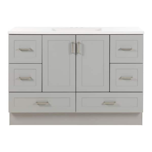 Maybell 49 in. Single Sink Pearl Gray Bath Vanity with White Cultured Marble Top (Assembled)