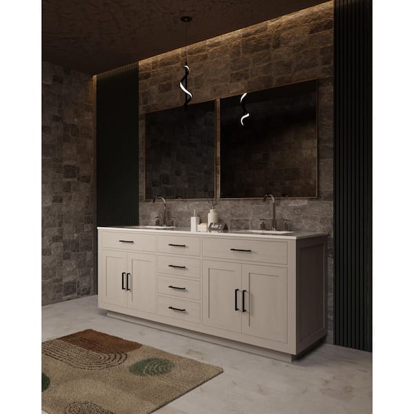Condor 84 in. W x 22 in. D White Oak Double Bath Vanity with Carrara Marble Top