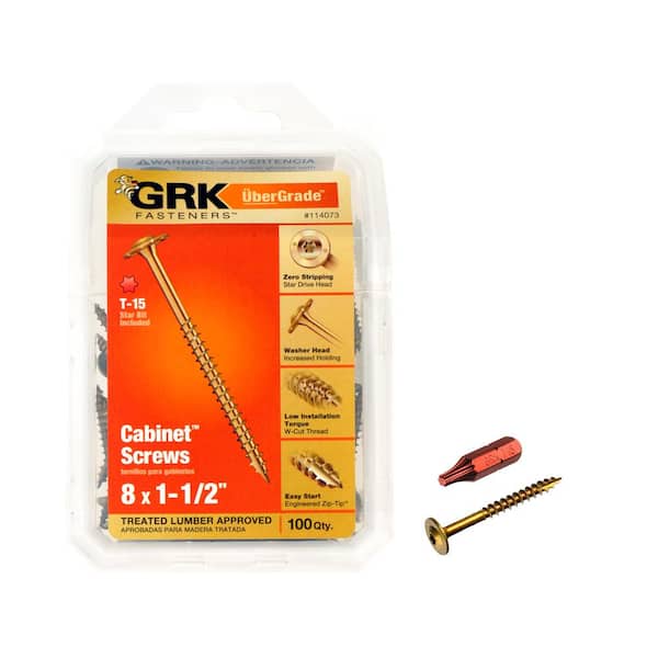 GRK Fasteners #8 x 1-1/2 in. Star Drive Low Profile Washer Head Cabinet Wood Screw (100-per Pack)