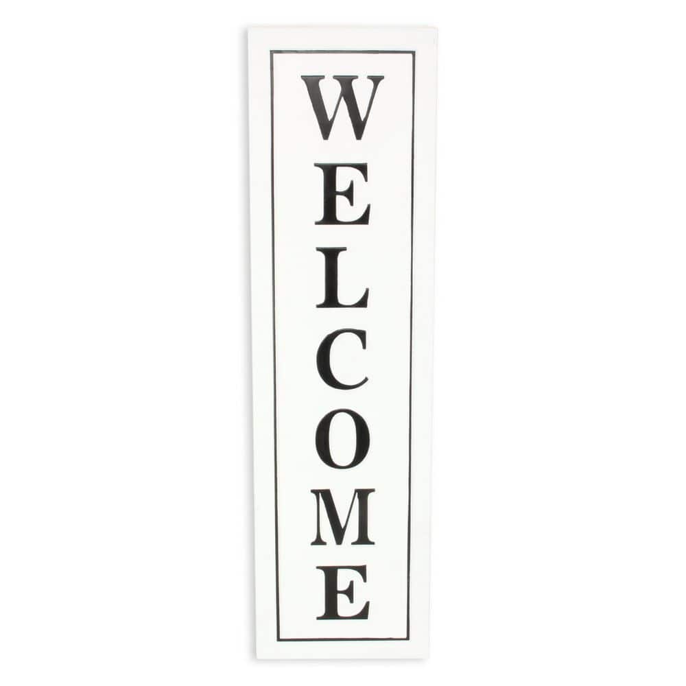 11 in. x 39 in. White, Black Welcome Metal Wall Art 1-Piece price history on PriceWatchPro