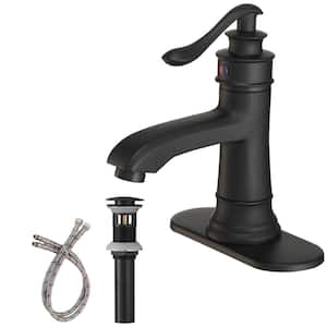 Single Handle Single Hole Bathroom Faucet in Matte Black