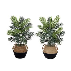 36 in. Green Artificial Areca Palm Tree in Handmade Cotton and Jute Basket DIY Kit (Set of 2)