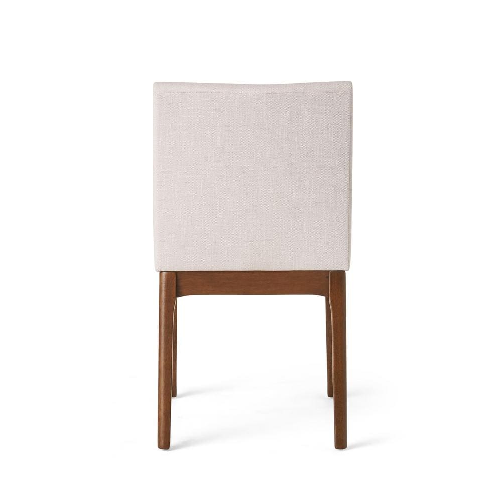 Walnut and Light Beige 7-Piece Mid-Century Modern Dining Set