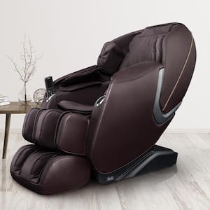 Aster Series Brown Faux Leather Reclining 2D Massage Chair with Foot and Calf Massage