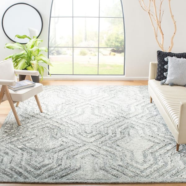 Restoration Vintage 8 ft. x 10 ft. Charcoal/Ivory Garden Geometric Area Rug