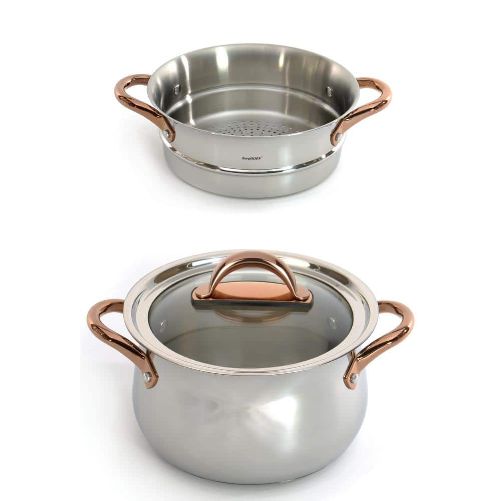 Ouro Gold 3-Piece 18/10 SS Steamer Set with Glass Lid and Rose Gold Handles price history on PriceWatchPro
