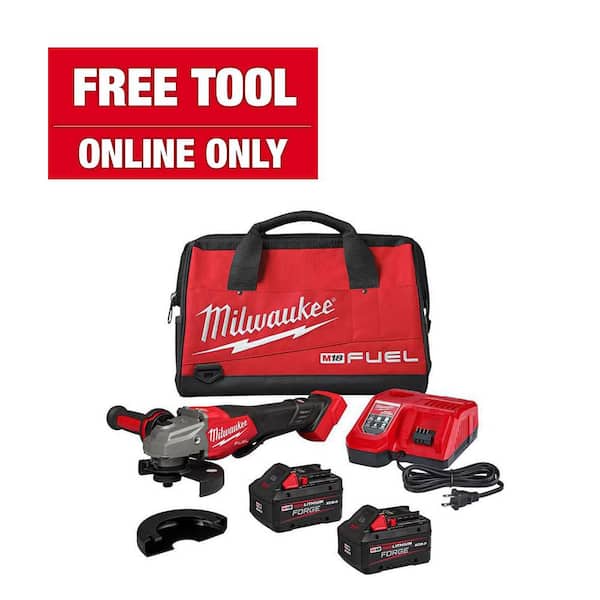 M18 FUEL 18-Volt Lithium-Ion Brushless Cordless 4-1/2 in./6 in. Braking Grinder w/Paddle Switch & Two XC 8.0 Ah Battery