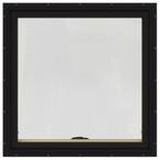 36 in. x 36 in. W-2500 Series Black Painted Clad Wood Awning Window w/ Natural Interior and Screen