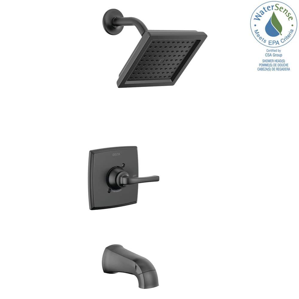 Matte Black Square Wall Mounted Tub and Shower Faucet Set