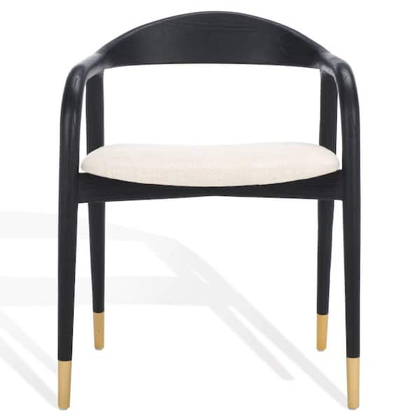 SAFAVIEH Laryssa Cream/Black 19.5 in. Linen Dining Chair