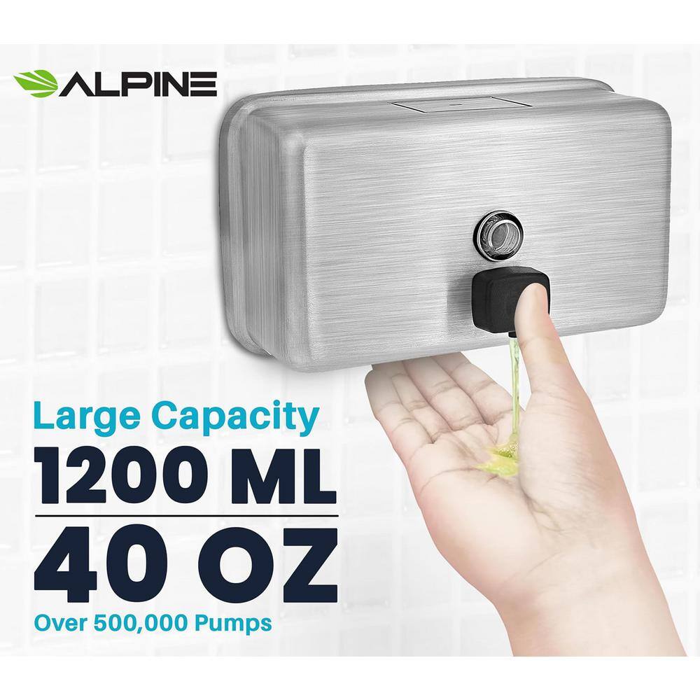 Stainless Steel Horizontal Wall-Mounted Soap Dispenser 1200 mL