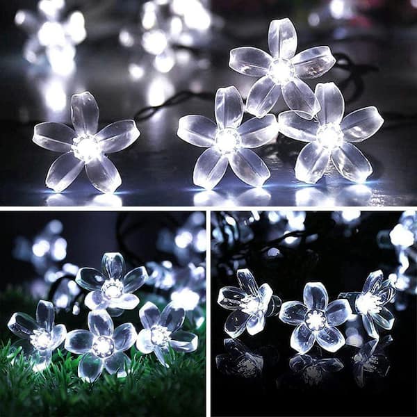 Cool White Plastic Outdoor Solar Flower String Lights Z09792BXX5