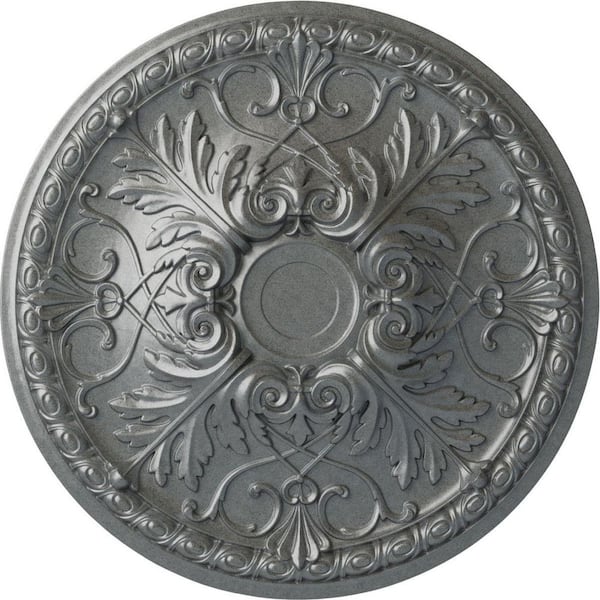 Ekena Millwork 32-3/8 in. x 3-1/2 in. Tristan Urethane Ceiling Medallion (Fits Canopies up to 6-1/4 in.), Platinum