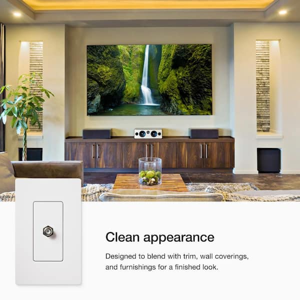 Riteav Piastra A Muro Decorativa Light Almond – 1 Ingresso TV Coassiale F E 1 Porta RJ45 CAT6 Piatta - 2