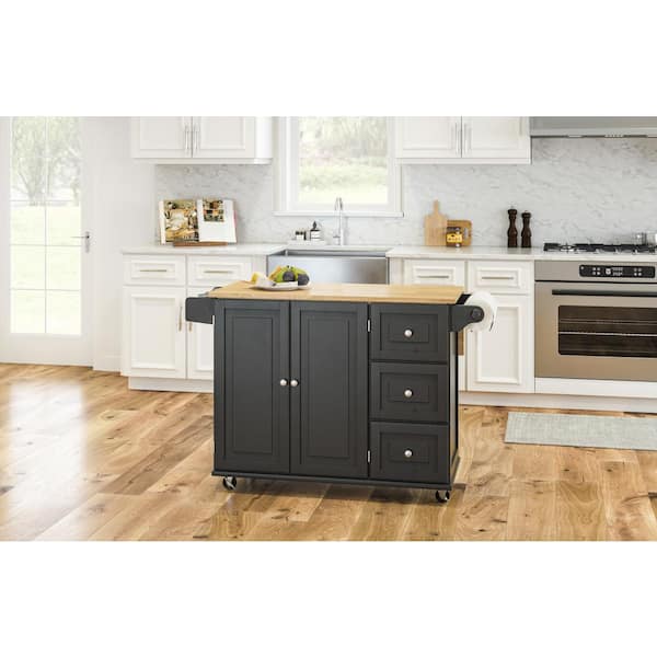 Homestyles Dolly Madison Black Kitchen, Home Depot Kitchen Island With Stove Top And Oven