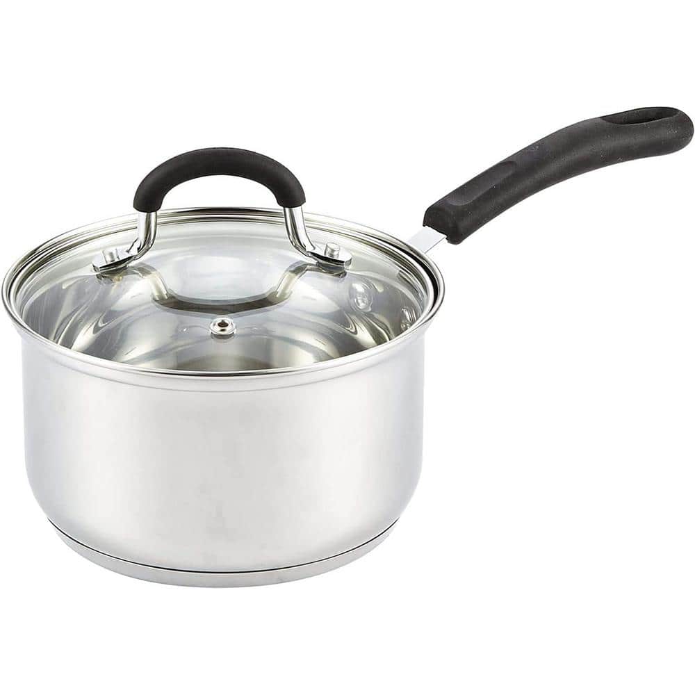 3 qt. Stainless Steel Mirror Polished Sauce Pan with Silicone Wrapped Heat-