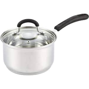 3 qt. Stainless Steel Mirror Polished Sauce Pan with Silicone Wrapped Heat-Resistant Handle and Tempered Glass Lid