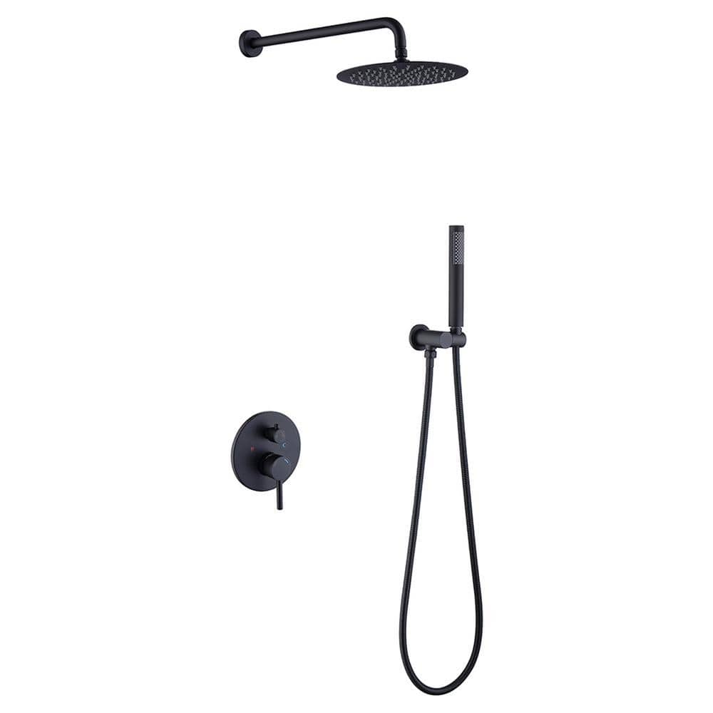 GIVING TREE 1-Spray 10 in. Round Rainfall Shower Head and Handheld Shower  Head in Matte Black XLHDDFAR0003 - The Home Depot