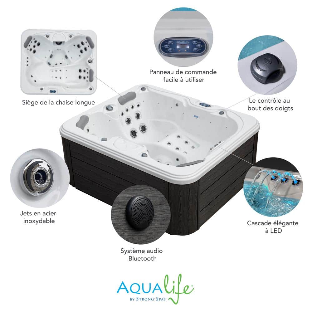 Excellence 4-Person Grey and White Rectangular Hot Tub with 41 Jets
