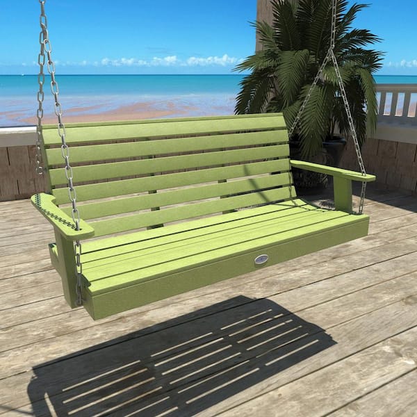 Highwood Riverside 5ft. 2-Person Palm Green Recycled Plastic Porch Swing