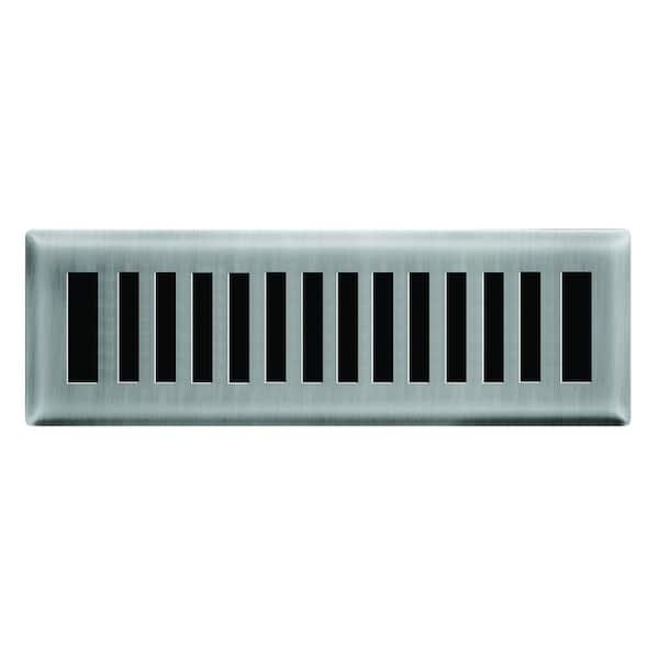 Hampton Bay 2 in. x 10 in. New York Modern Floor Register in Brushed Nickel