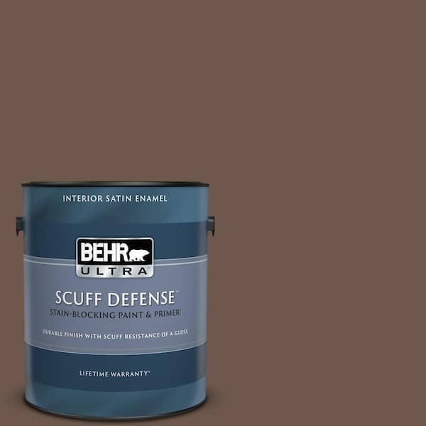 BEHR ULTRA 1 gal. #N170-6 Natural Bark Extra Durable Satin Enamel Interior Paint & Primer
